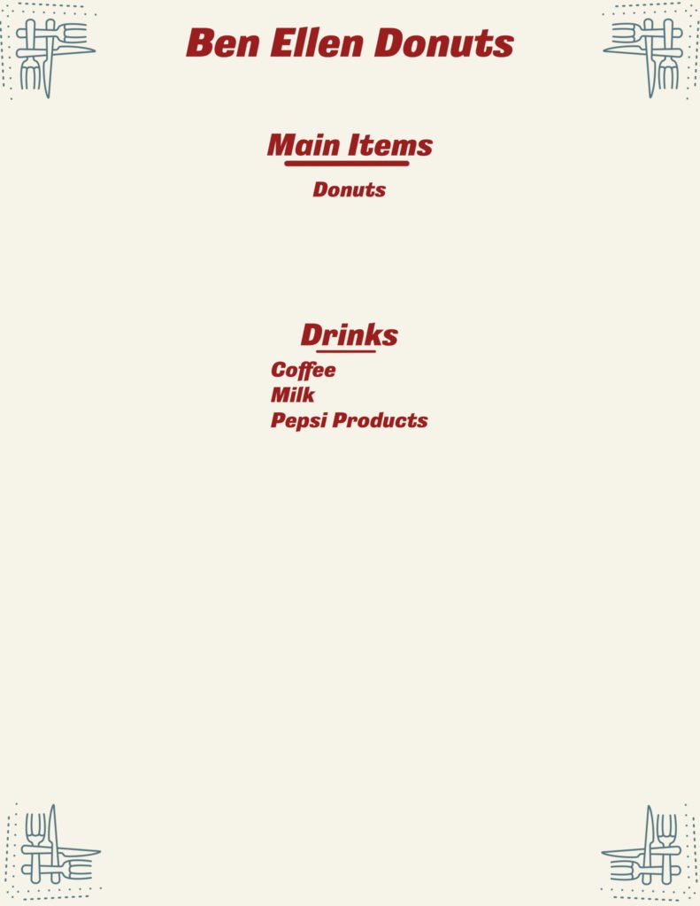 Ben Ellen Donuts Menu scaled 1