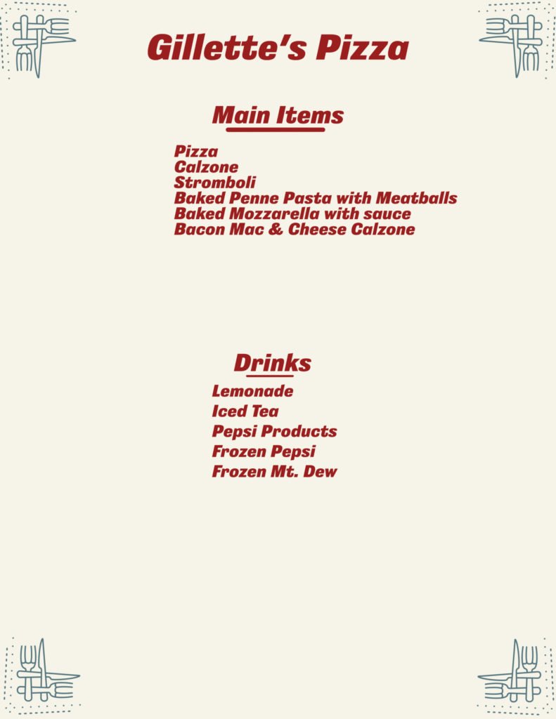Gillettes Pizza Menu scaled 1