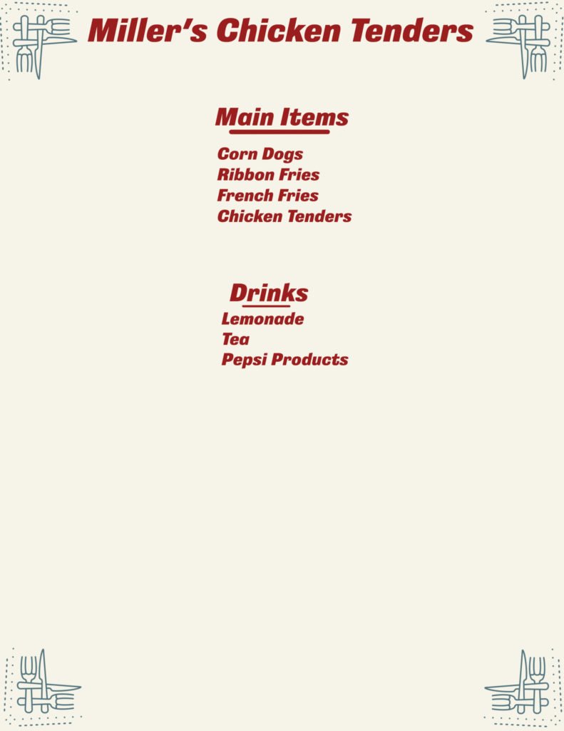 Millers Chicken Tenders Menu scaled 1